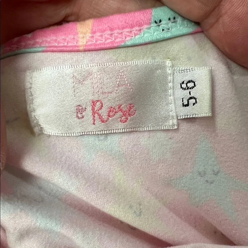 Mila and Rose pink short sleeve smiling star print twirl dress size 5-6